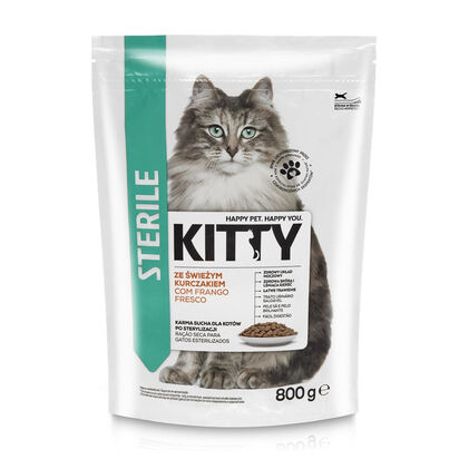 Comida Seca Para Gato Esterilizado Com Frango Kitty 0.8Kg