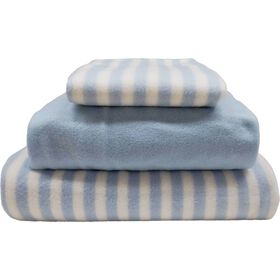 Conjunto Lençóis Polar 260X270Cm Risca Azul Kasa