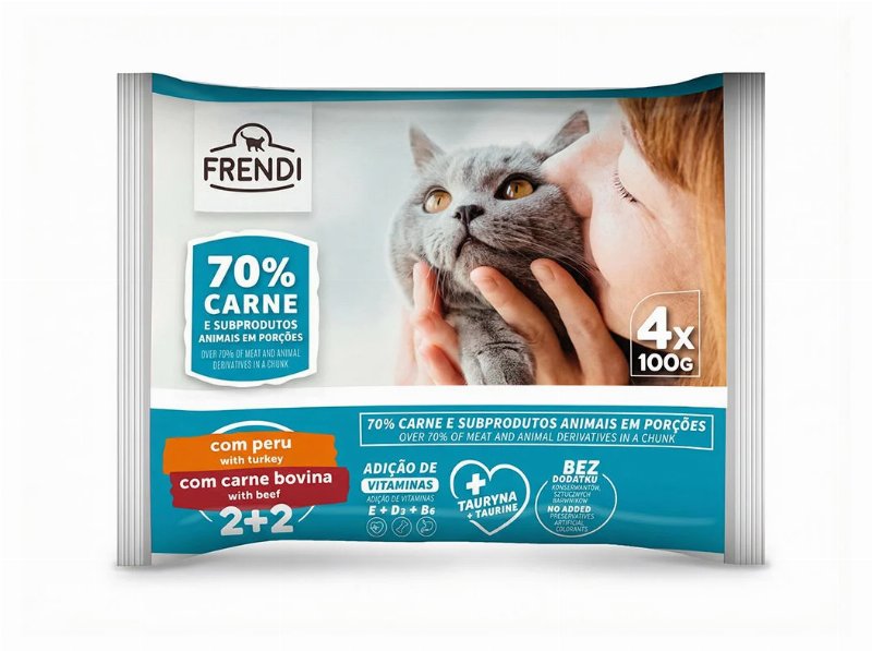 Comida Húmida Para Gato Frendi Peru/Vaca Saquetas 4X100 g