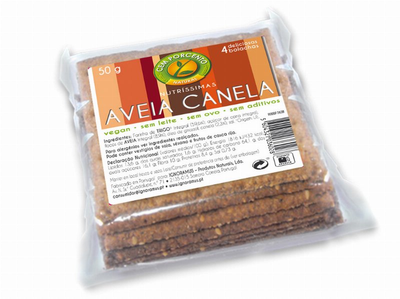 Bolachas Cem Porcento Mini Nutríssimas Aveia Canela 50 g