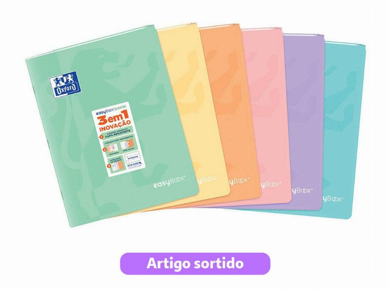Caderno Agrafado A4 Oxford Easybook Pastel Pautado 48 Folhas Cores Sortidas
