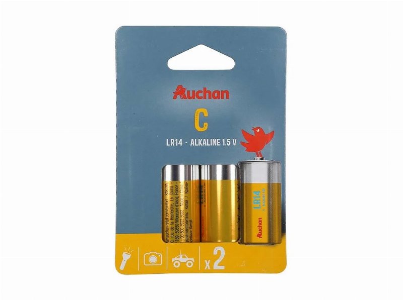 Pack 2 Pilhas Alcalina Auchan Standard C Lr14
