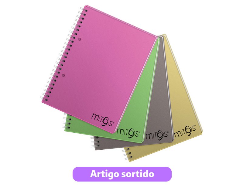 Caderno Espiral Quadriculado A5 Mitos Capa Cor 120 Folhas Cores Sortidas