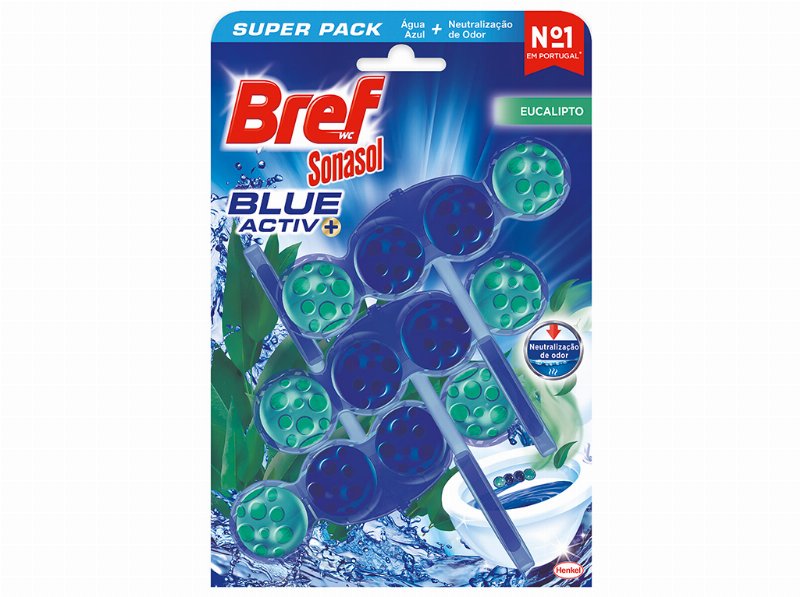 Bloco Bref Sonasol Sanitario Blue Active Eucalipto 3X50 g