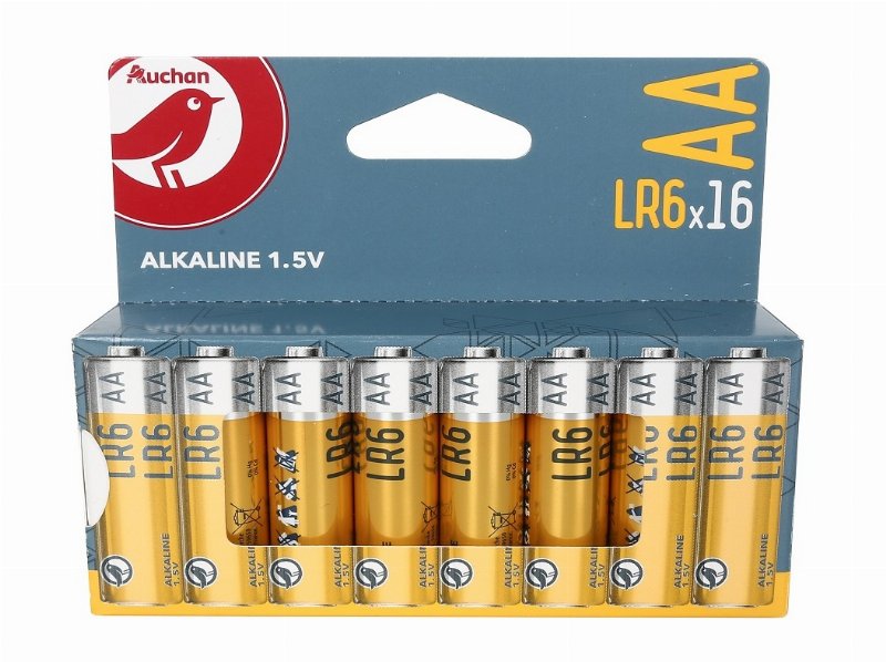 Pilhas Alcalinas Auchan Standard Lr06 16 Unidades