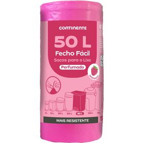 Sacos Lixo Fecho Fácil Perfumado Morango 50 Lt Continente 15 Un