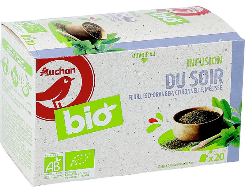 Infusão Auchan Bio Da Noite 20 Saquetas