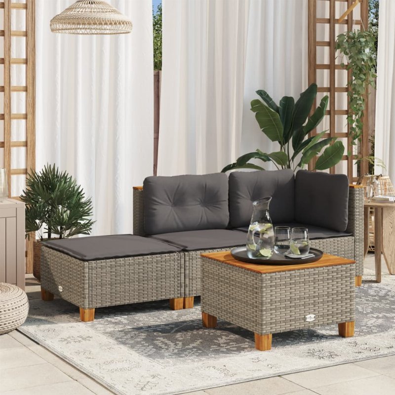 Hkh Banco De Jardim Com Almofadão 63,5X56X32 Cm Vime Pe - Cinzento