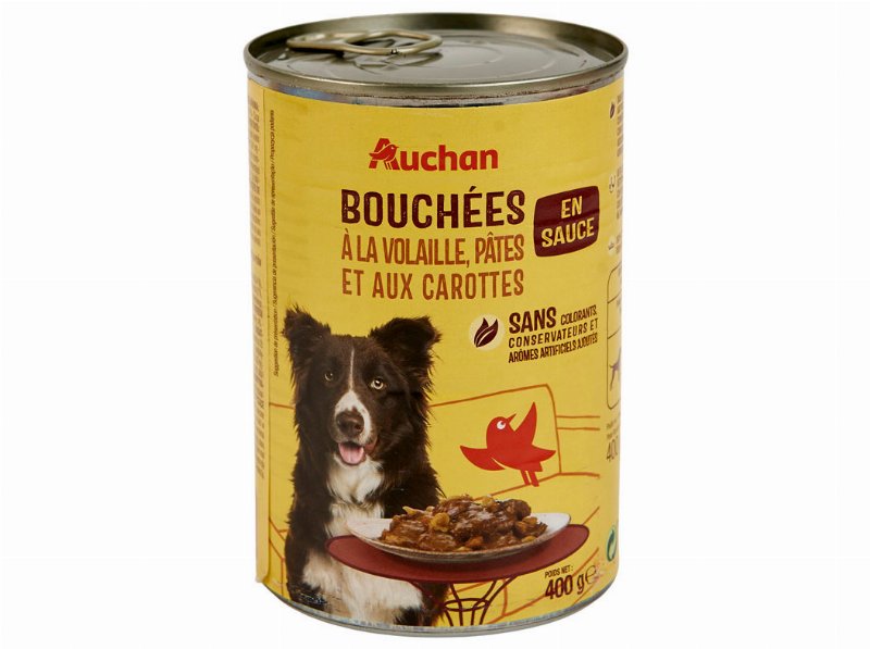 Comida Húmida Para Cão Auchan Pedaços Em Molho Aves E Com Massa 400 g