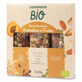 Barra Amêndoa E Frutas Sem Glúten Continente Bio 75 gr (3 Un)