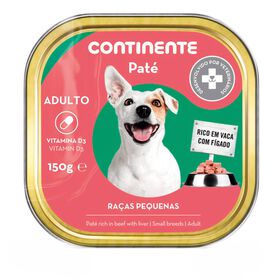 Comida Húmida Para Cão Adulto Raças Pequenas Patê Vaca E Fígado Terrina Continente 150 g
