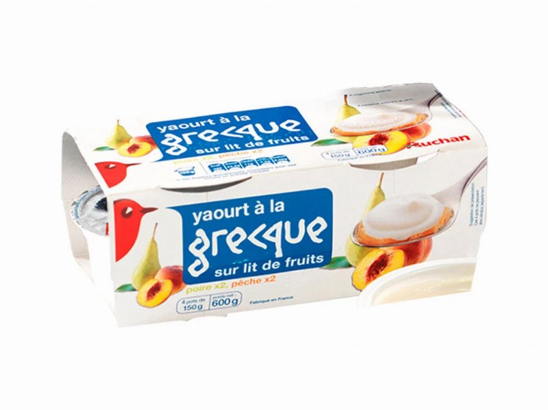 Iogurte Auchan Grego Pera E Pêssego 4X150 g
