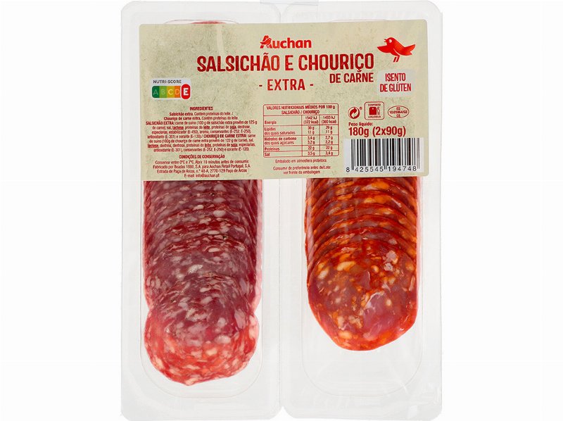 Salsichão E Chouriço Extra Auchan Fatias180 g