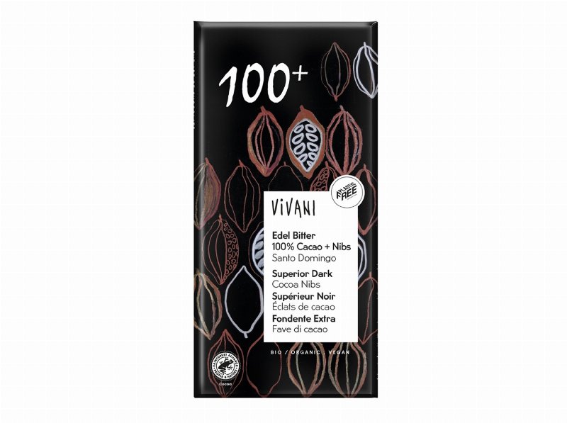 Chocolate Preto Vivani 100% Cacau Bio 80 g