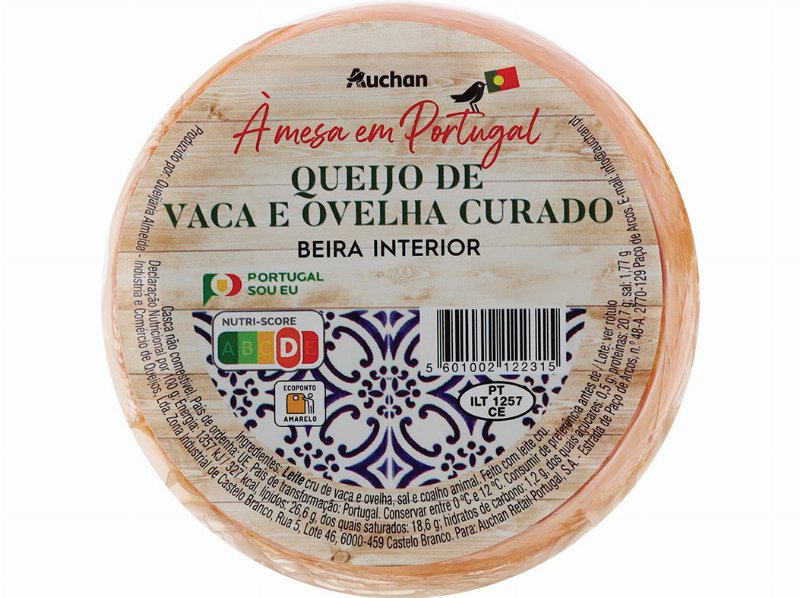 Queijo Mistura Auchan À Mesa Em Portugal Vaca E Ovelha Curado Un
