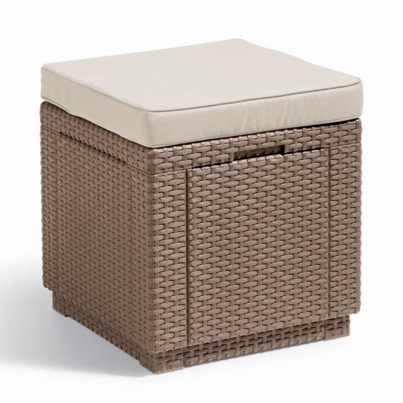 Keter Pufe De Arrumação Em Forma De Cubo Com Almofadão Cor Cappuccino - Bege