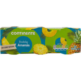 Ananás Rodelas Em Calda Sumo Natural Continente 3 X 220 gr