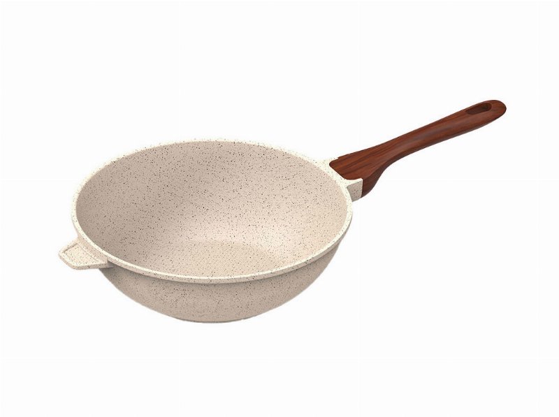 Wok Actuel Em Alumínio Fundido Bege 30 Cm