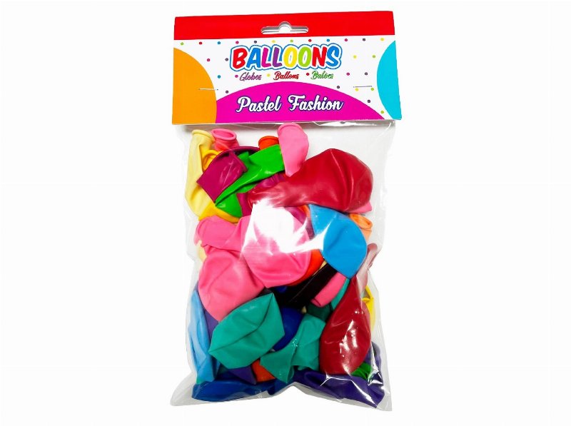 Conjunto 50 Balões Pastel Fashion Balloons Cores Sortidas