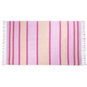 Toalha De Praia 170X100Cm Riscas Rosa E Amarelo Kasa