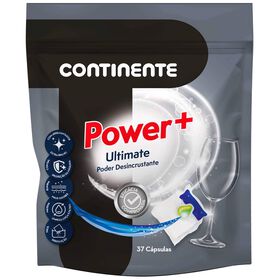 Detergente Máquina Loiça Pastilhas Power+ Ultimate Continente 37 Un
