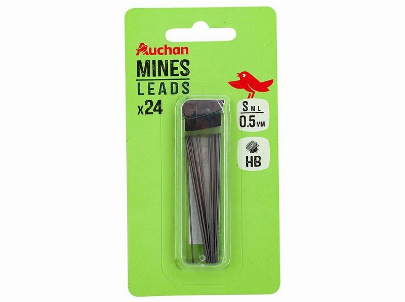 Caixa De 24 Minas Auchan Hb Para Lapiseira 0.5Mm