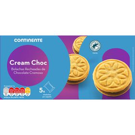 Bolachas Com Recheio Chocolate Continente 220 gr (5 Un)