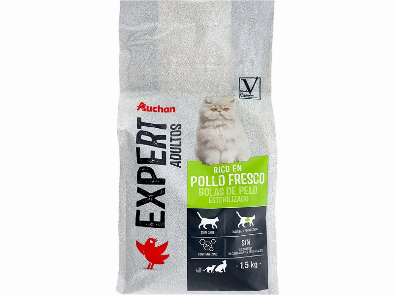 Ração Para Gato Auchan Expert Bola Pelo Rico Em Frango Fresco 1.5 kg