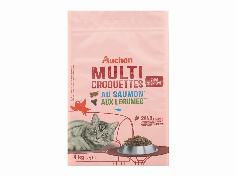 Ração Para Gato Auchan Esterilizado Com Salmão E Com Legumes 4 kg