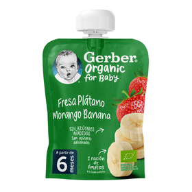 Saqueta De Fruta Morango E Banana +6M Gerber 90 gr