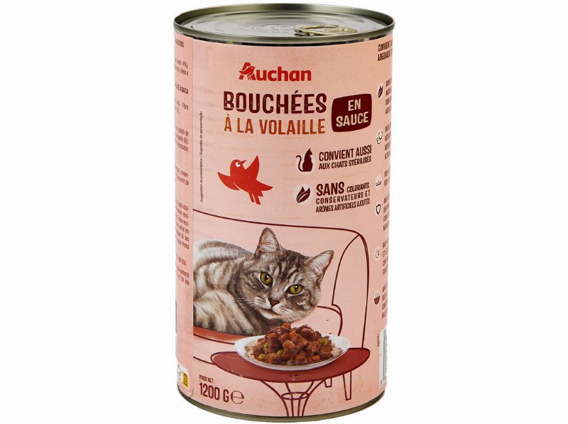 Comida Húmida Para Gato Auchan Pedaços Em Molho Com Aves 1200 g