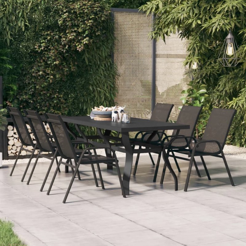 Hkh Mesa De Jardim Aço E Vidro - Preto