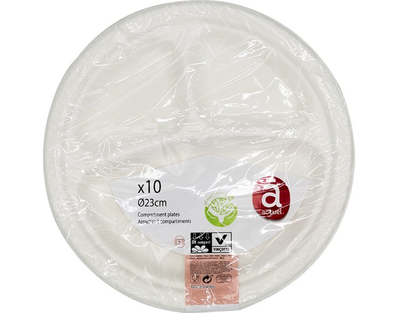 Prato Descartável Com Divisória Actuel Cartão Eco 23Cm Pack 10 Unidades