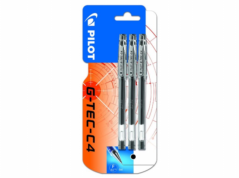 Esferográfica Gel Pilot G-Tec-C4 0.4Mm Preta 3 Unidades