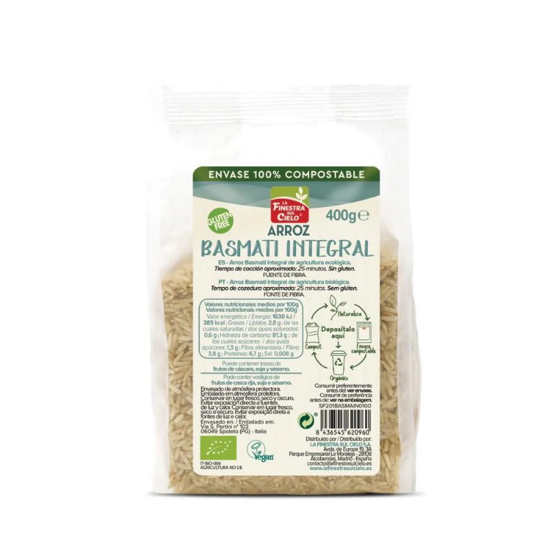 Arroz Basmati Integral Bio La Finestra Sul Cielo 400 g