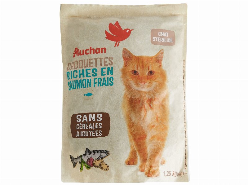 Ração Para Gato Auchan Natural Rico Em Salmão Fresco Sem Cereais Adicionados 1.25 kg
