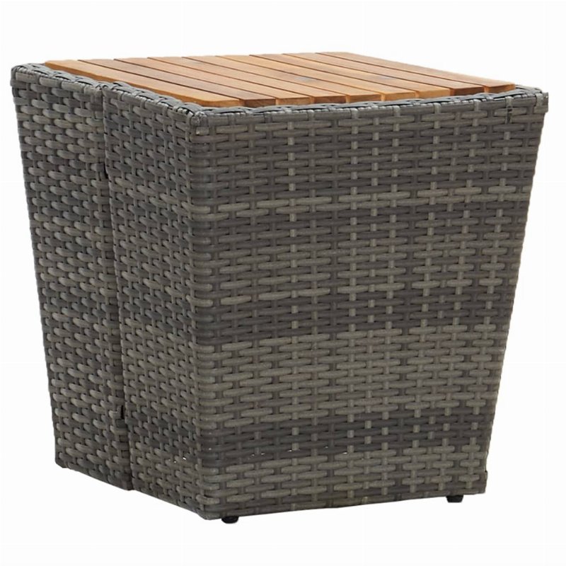 Hkh Mesa De Chá 41,5X41,5X43 Cm Vime Pe E Acácia Maciça - Cinzento
