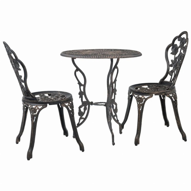 Hkh 3 Pcs Conjunto Bistrô Alumínio Fundido - Marrom