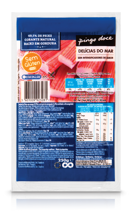 Delícias Do Mar Sem Glúten Congeladas Pingo Doce 0.25Kg