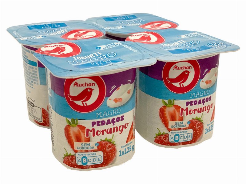 Iogurte Auchan Magro Pedaços Morango 4X125 g