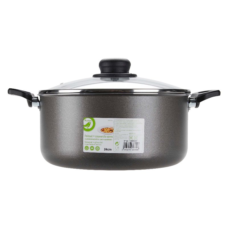Caçarola C/ Tampa Auchan Aluminio 24 Cm