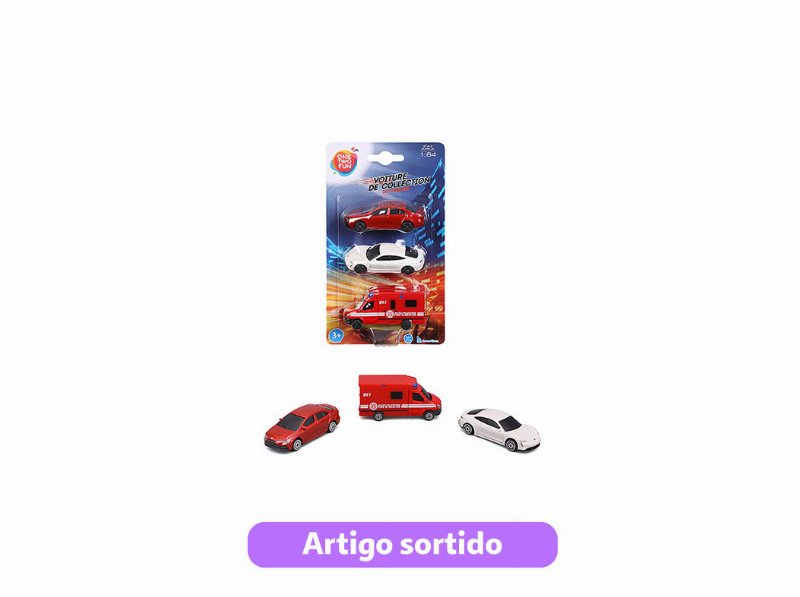 Carro Miniatura One Two Fun 1:64 Pack 3 Modelos Sortidos