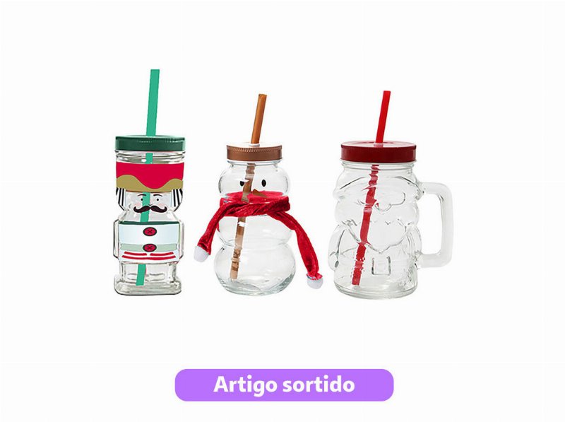 Copo Vidro Com Palhinha Actuel Quebra-Nozes 33 cl Modelos Sortidos