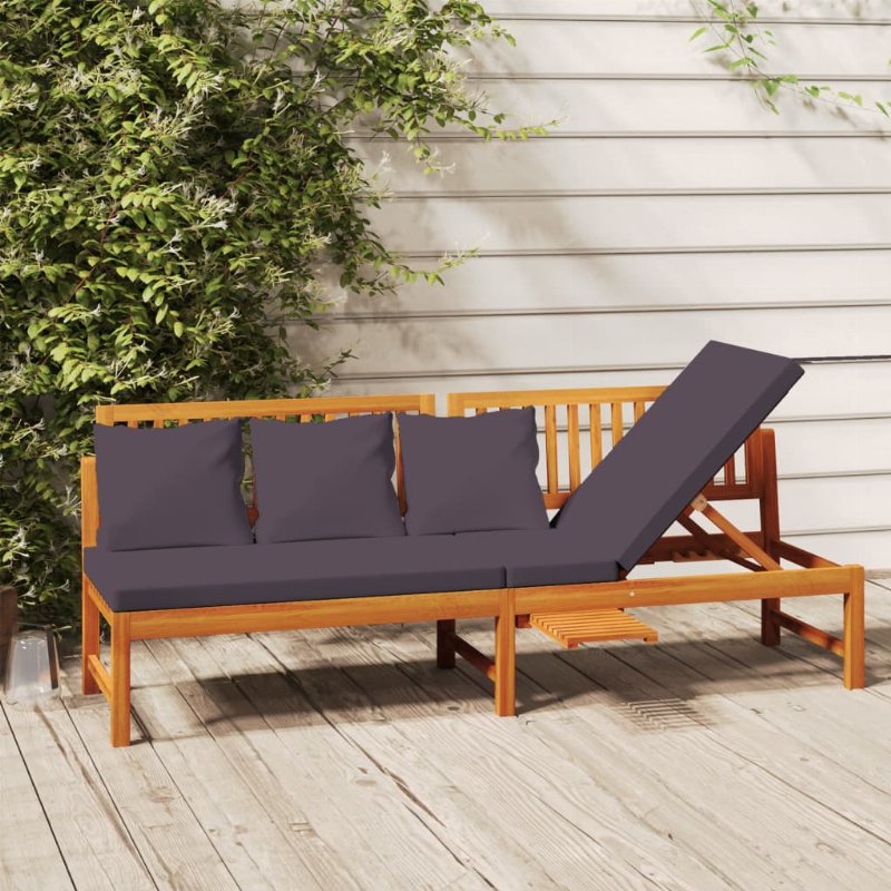 Hkh Sofá-Cama Com Almofadão 200X60X75 Cm Pinho Maciço Cinza - Marrom