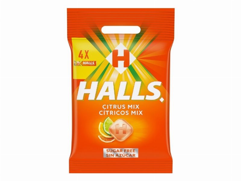 Drops Halls Sem Açúcar Sabores Cítricos 4Un 128 g