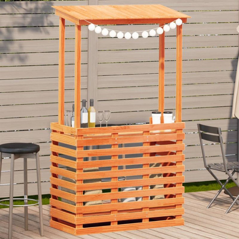 Hkh Mesa De Bar Para Exterior Com Telhado Madeira Maciça Castanho - Marrom