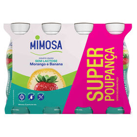 Iogurte Líquido Morango E Banana Sem Lactose Mimosa 1208 gr (8 Un)