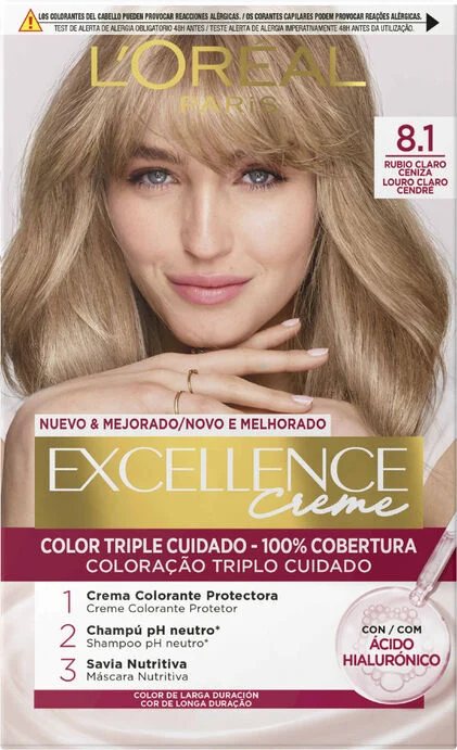 Coloração Excellence Loiro Claro Cendré 8.1 Excellence L'oreal Paris 1Un