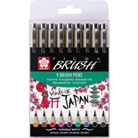 Marcadores Pigma Brush Ponta Pincel Sakura 9 Un