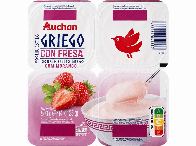 Iogurte Grego Auchan Morango 4X125 g